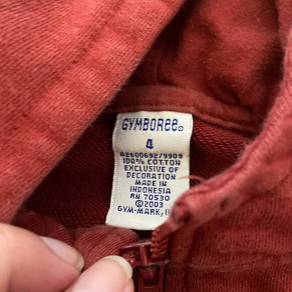Gymboree Boys Hoodie Size 4 Fifth Fleet Anchor Red Vintage 100% Cotton Zip Front - Picture 5 of 6